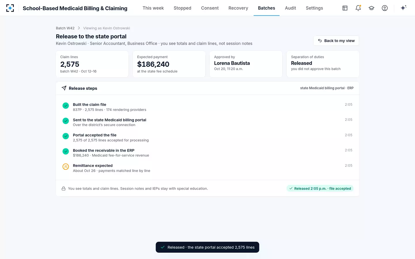 School-Based Medicaid Billing & Claiming — Released by a second person