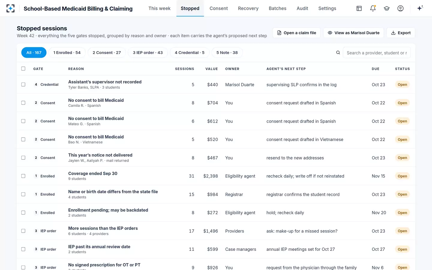 School-Based Medicaid Billing & Claiming — Every stop in one work queue