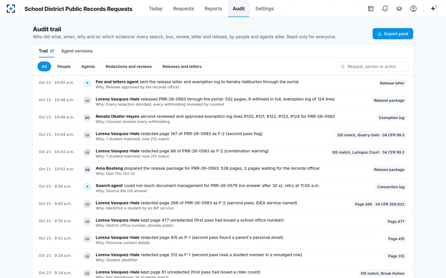 School District Public Records Requests — Every search, box and release on the record