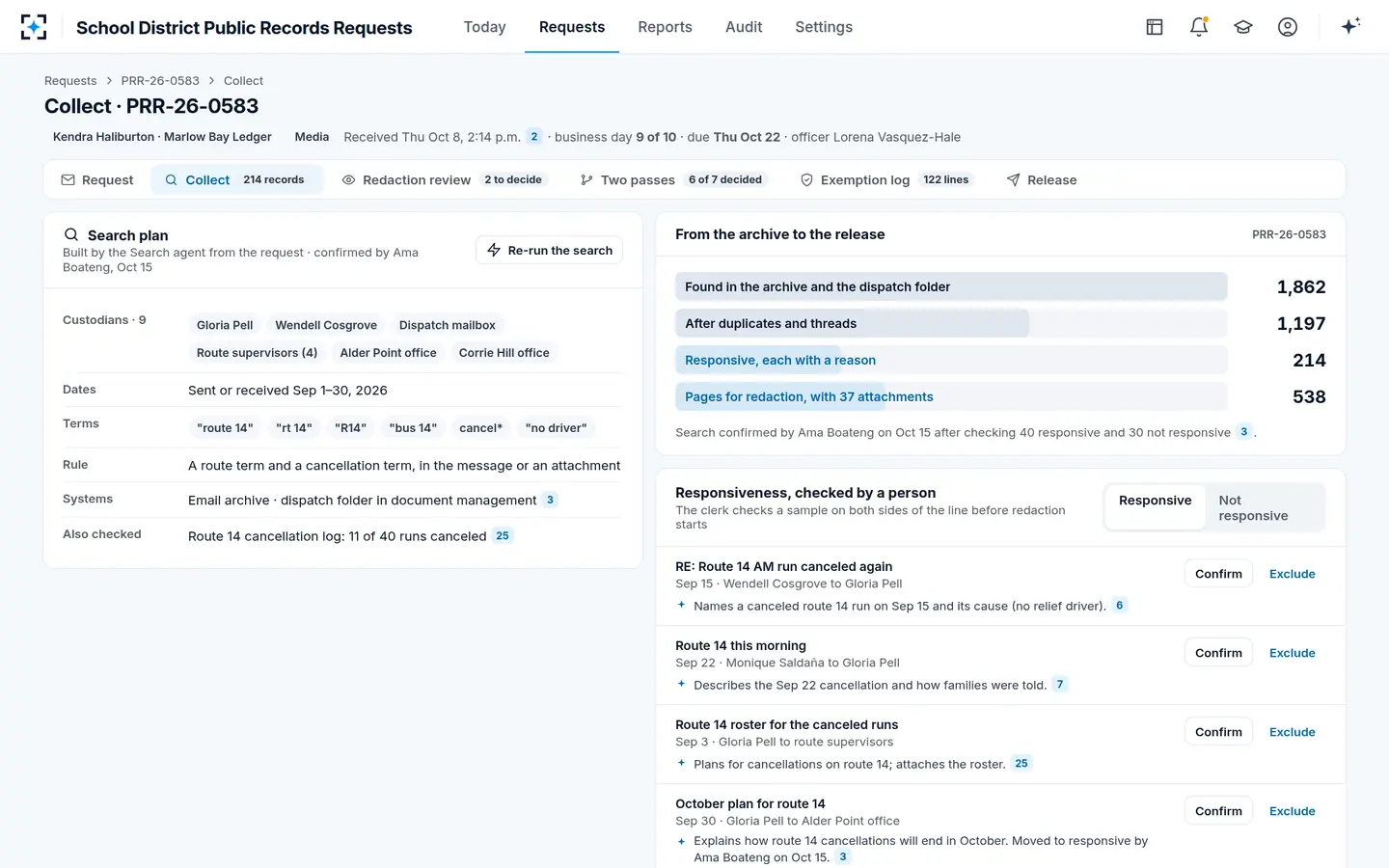 School District Public Records Requests — An email search the clerk confirmed