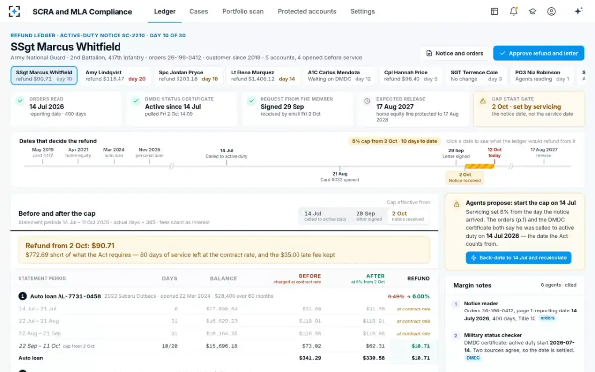 SCRA and MLA Compliance — The refund ledger