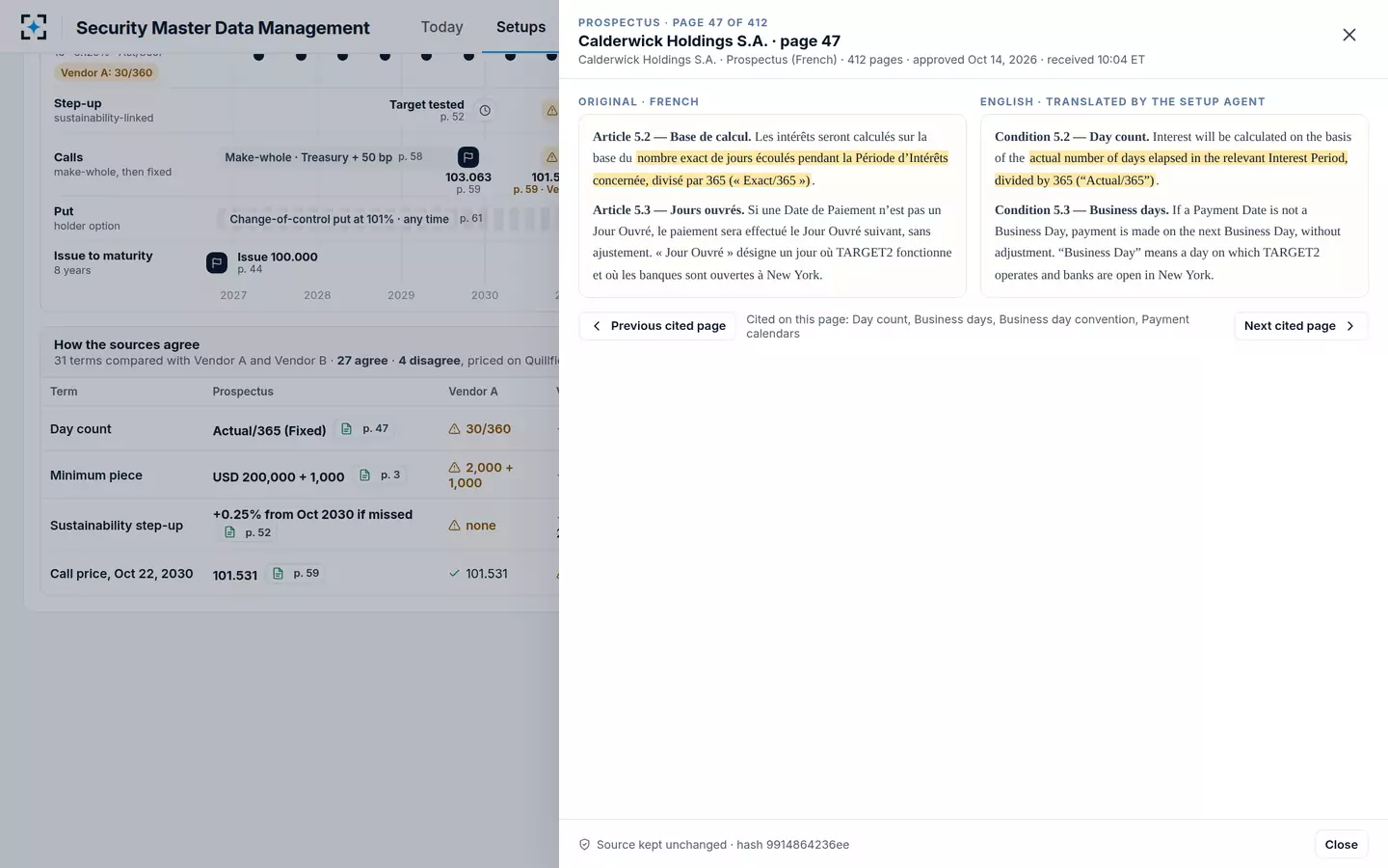 Security Master Data Management — The source page
