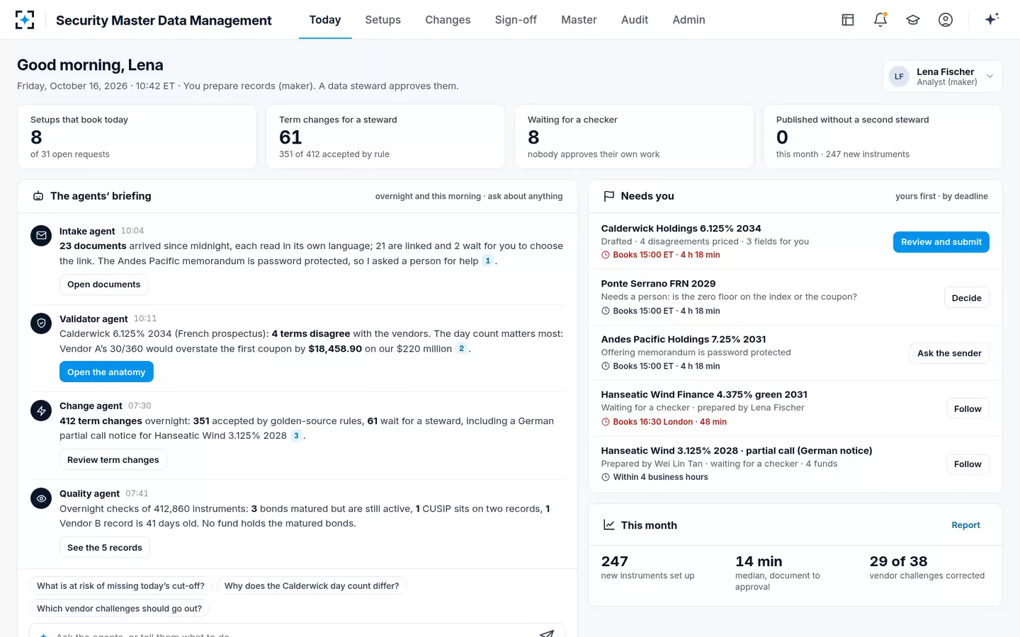 Security Master Data Management — Today