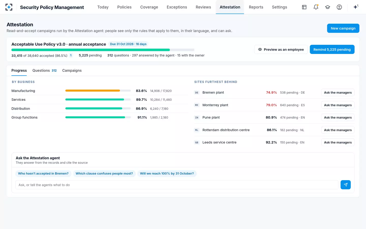 Security Policy Management — Acceptance campaign