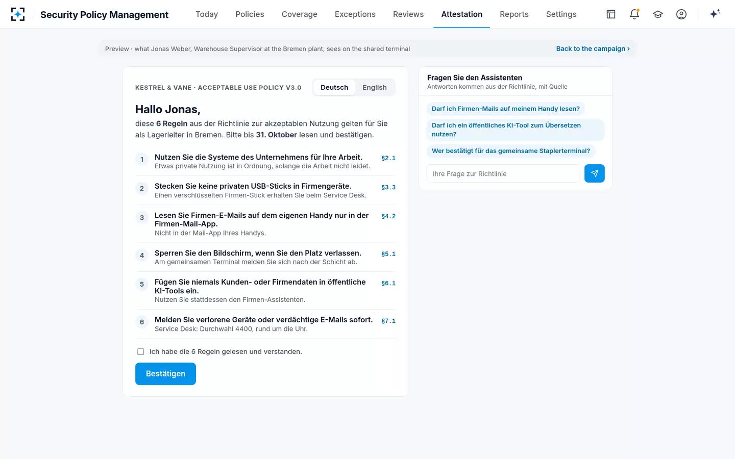 Security Policy Management — The employee's view