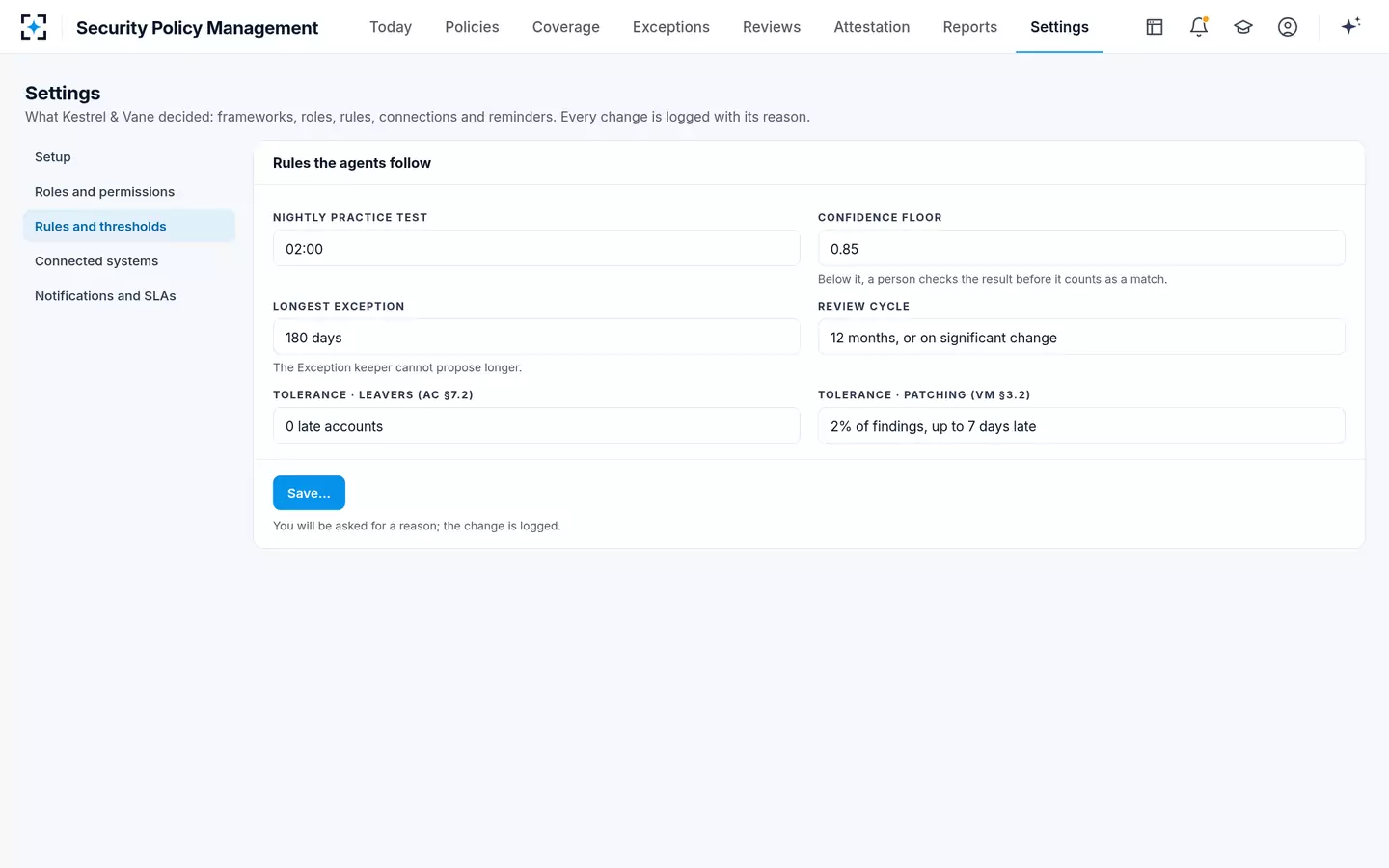 Security Policy Management — Your rules