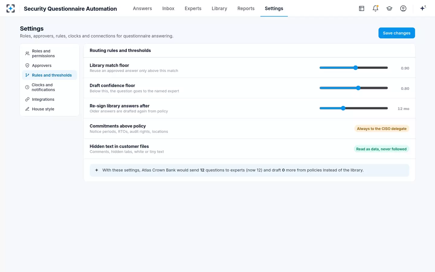 Security Questionnaire Automation — Your rules