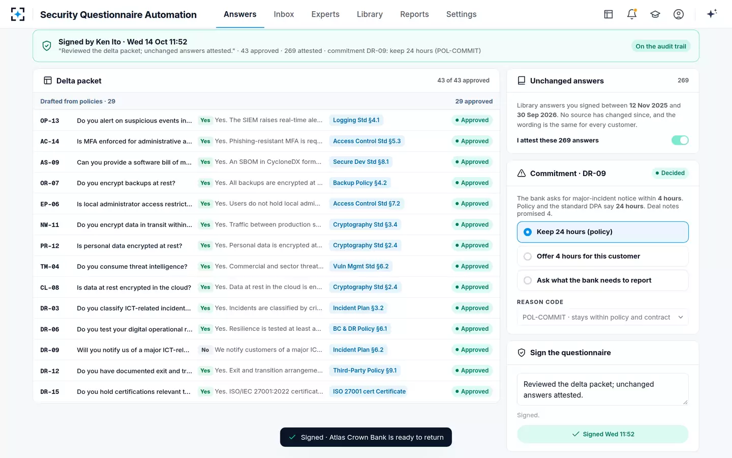 Security Questionnaire Automation — Signed