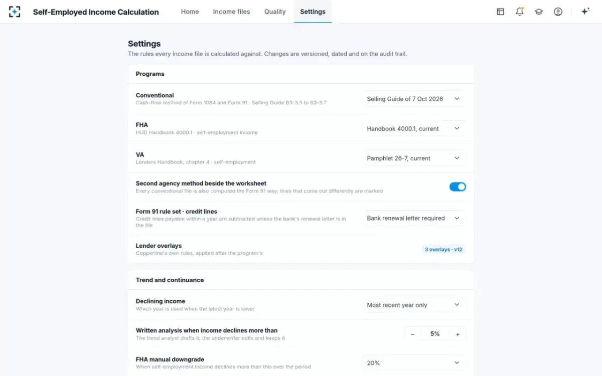 Self-Employed Income Calculation — Your rules