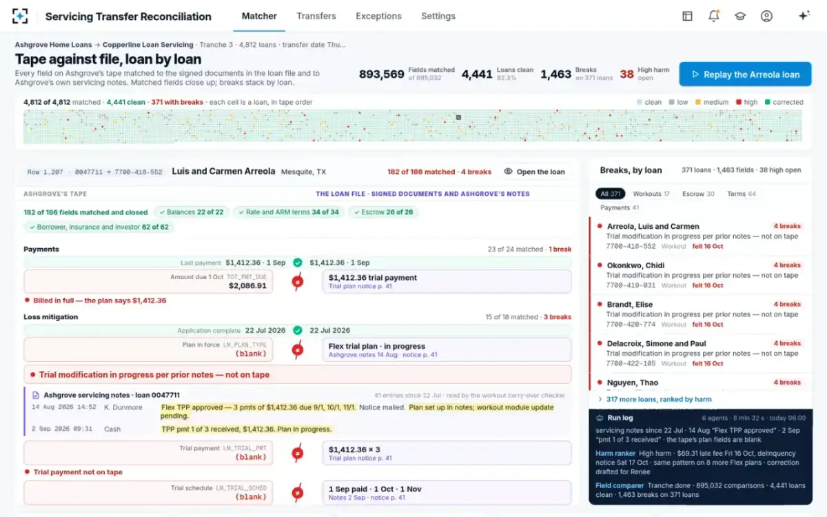 Servicing Transfer Reconciliation — The matcher
