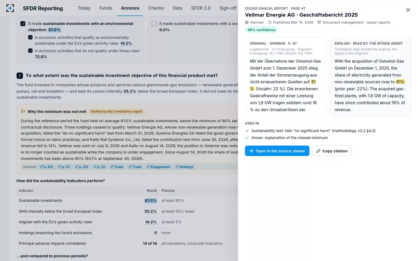 SFDR Reporting — Issuer report, German beside English