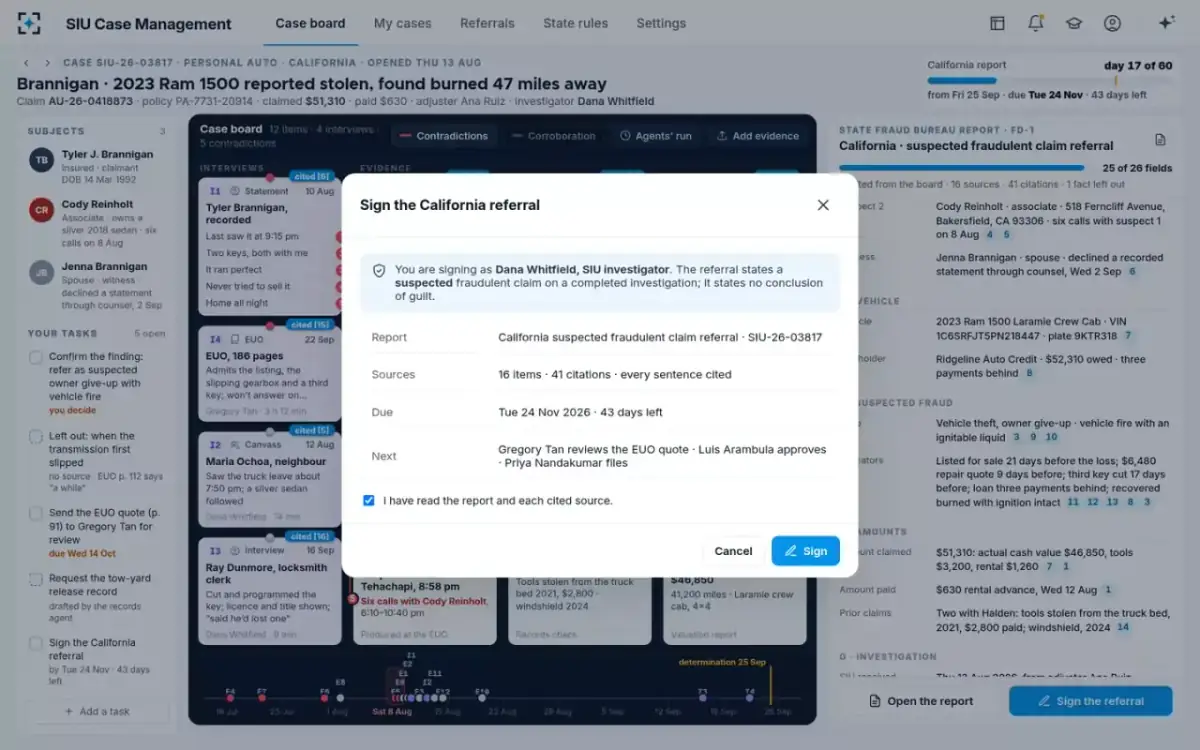 SIU Case Management — Signing the referral