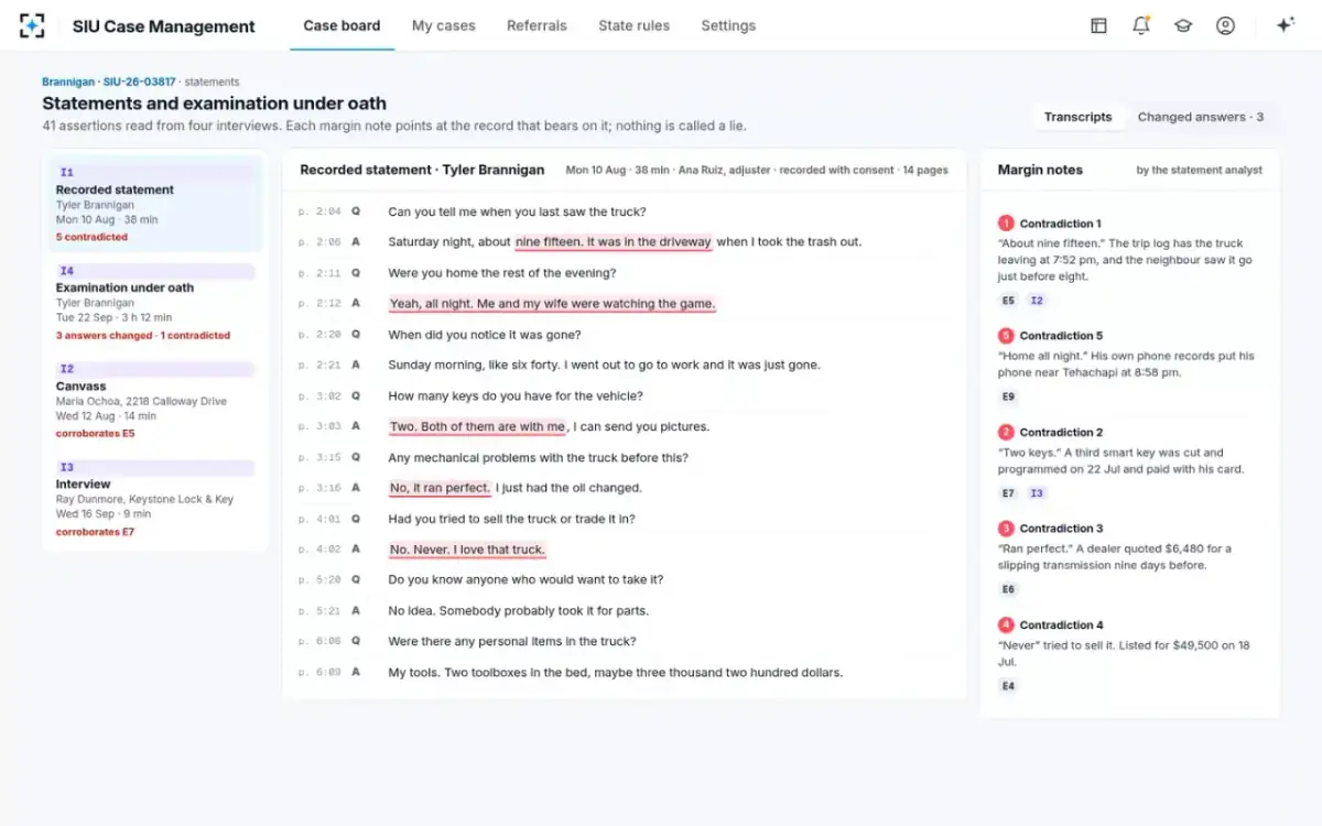 SIU Case Management — Statements and EUO