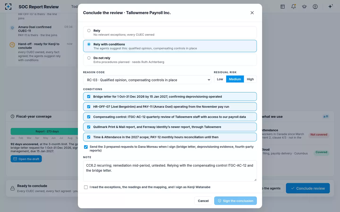 SOC Report Review — Conclude the review