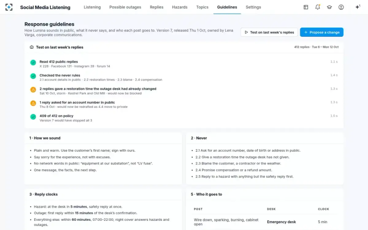 Social Media Listening — Response guidelines