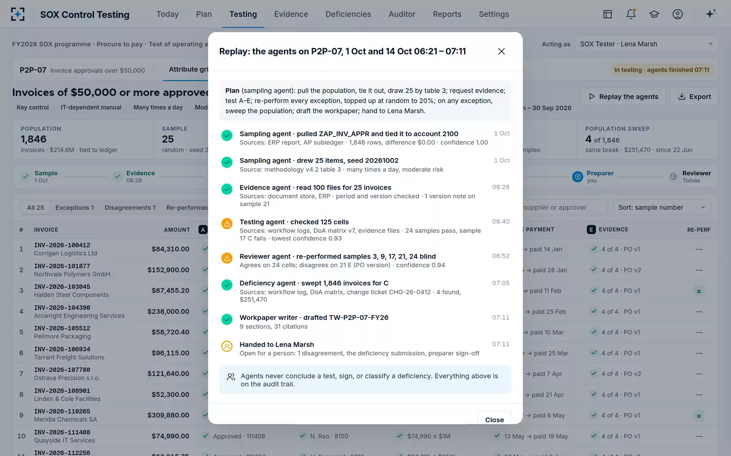 SOX Control Testing — Replay the agents