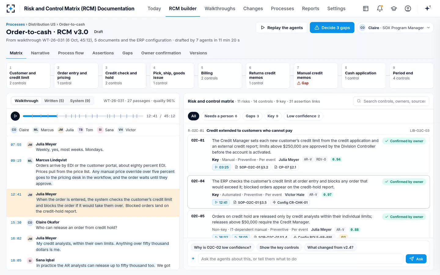 Risk and Control Matrix (RCM) Documentation — Walkthrough to RCM