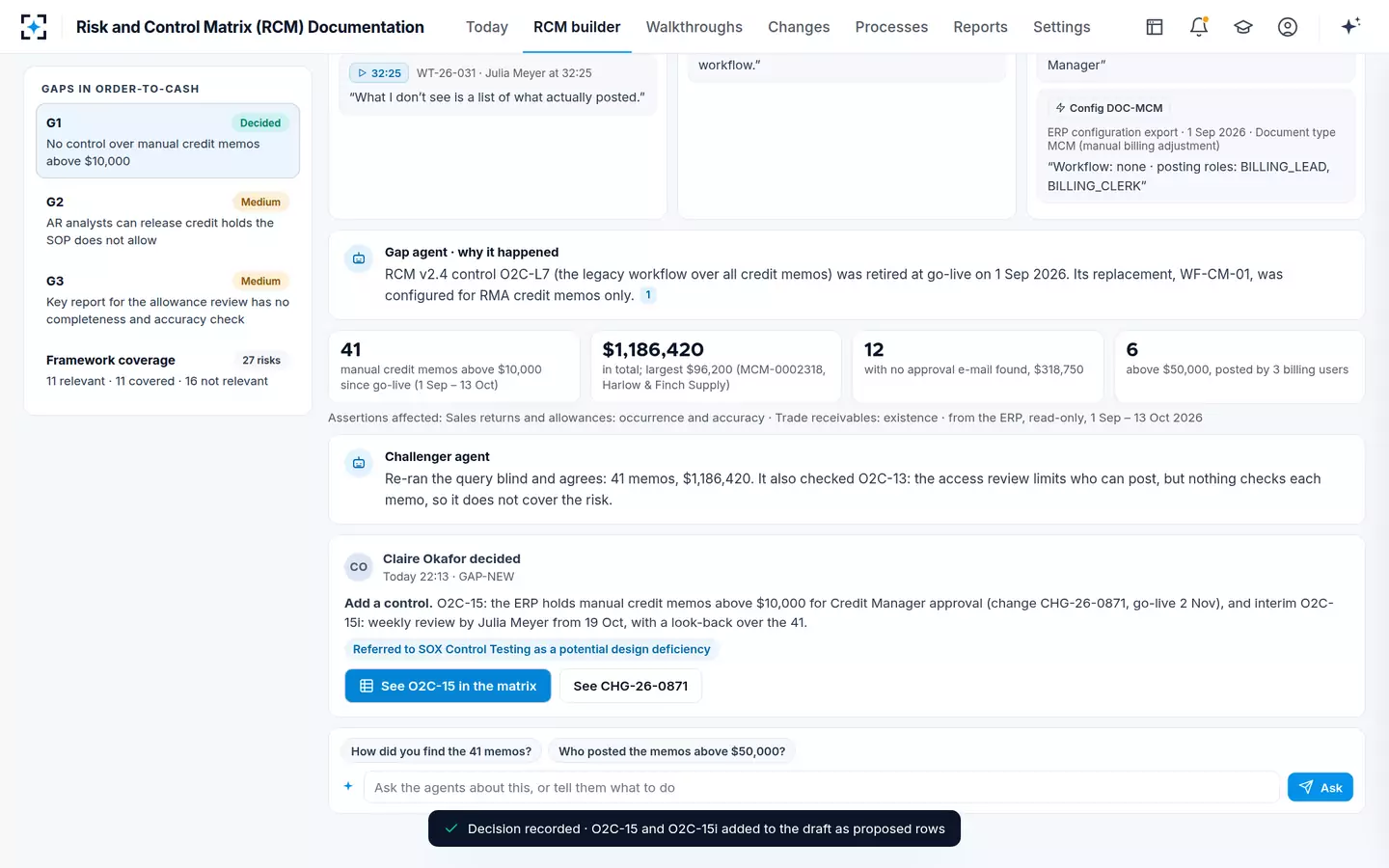 Risk and Control Matrix (RCM) Documentation — The gap decision