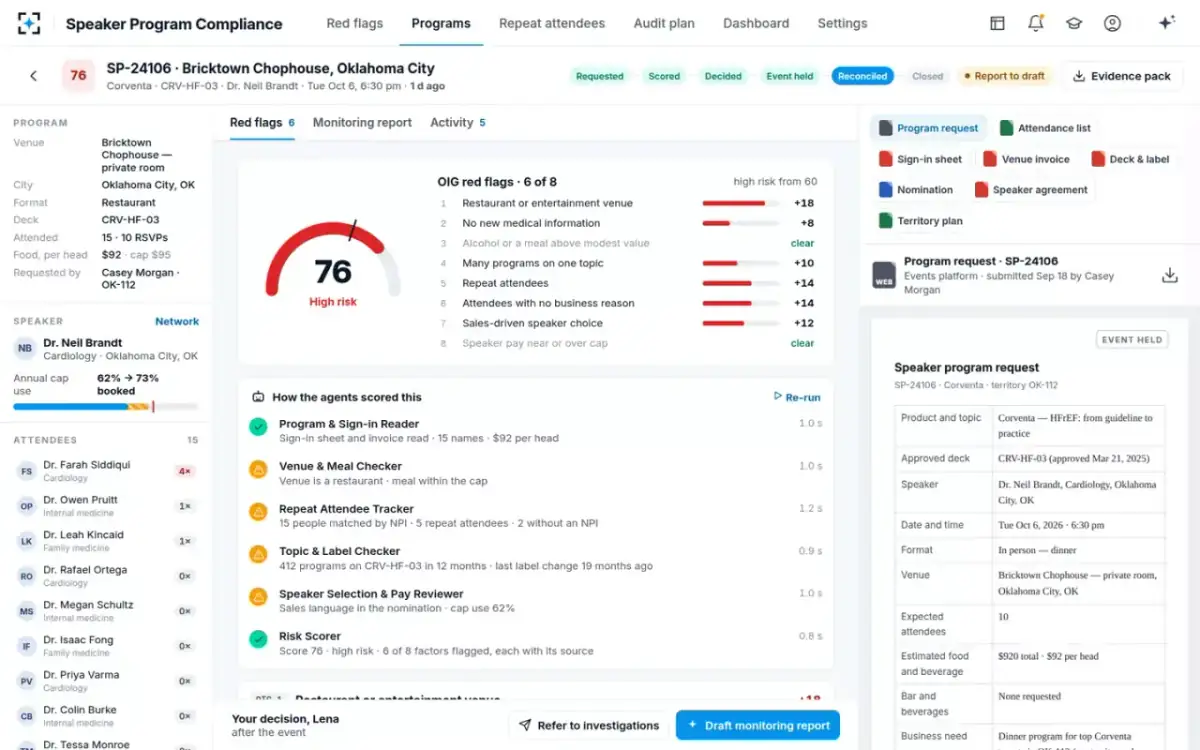 Speaker Program Compliance — Program review