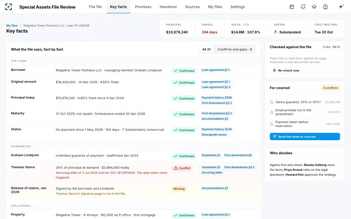 Special Assets File Review — Key facts