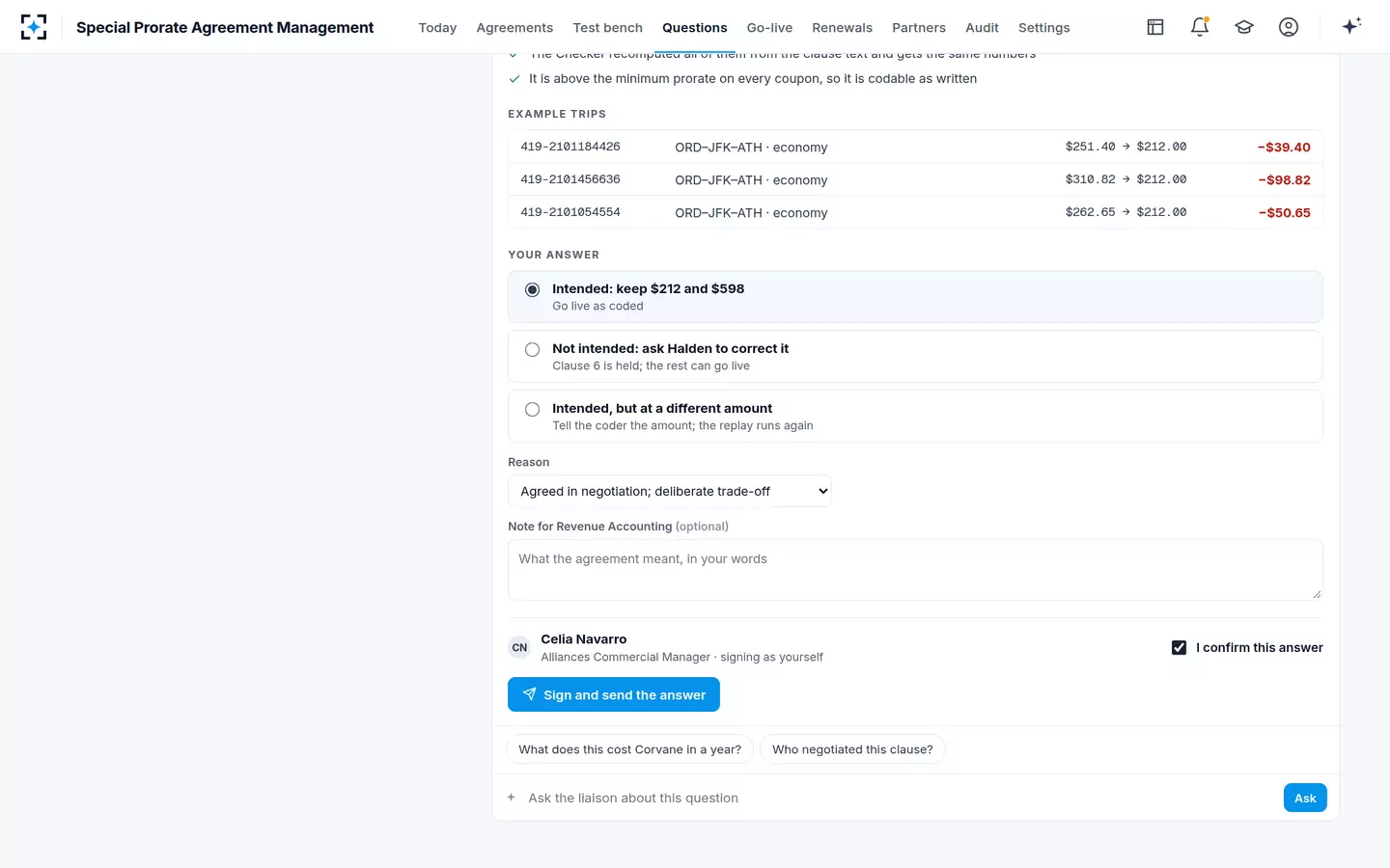 Special Prorate Agreement Management — Commercial answers