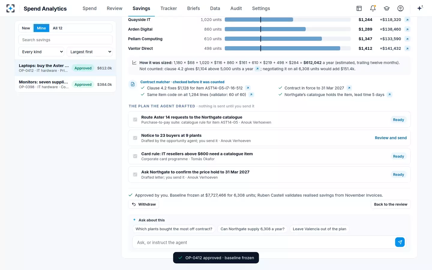 Spend Analytics — Approved, baseline frozen