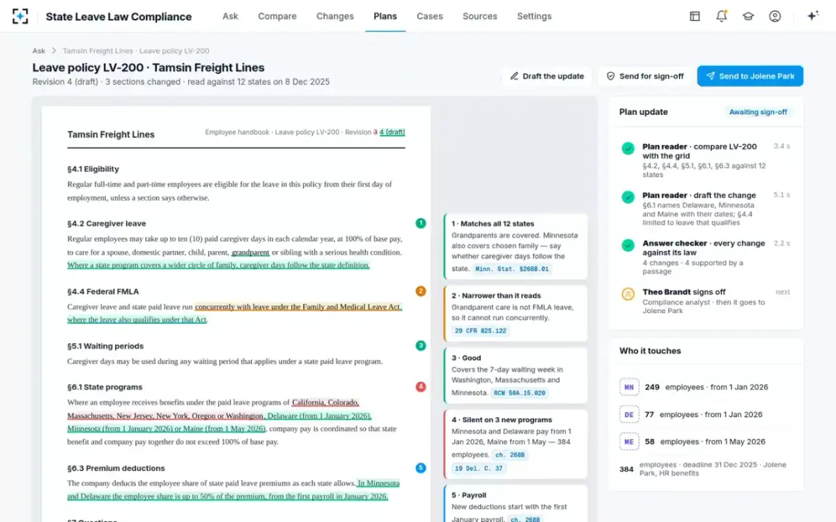 State Leave Law Compliance — The plan update