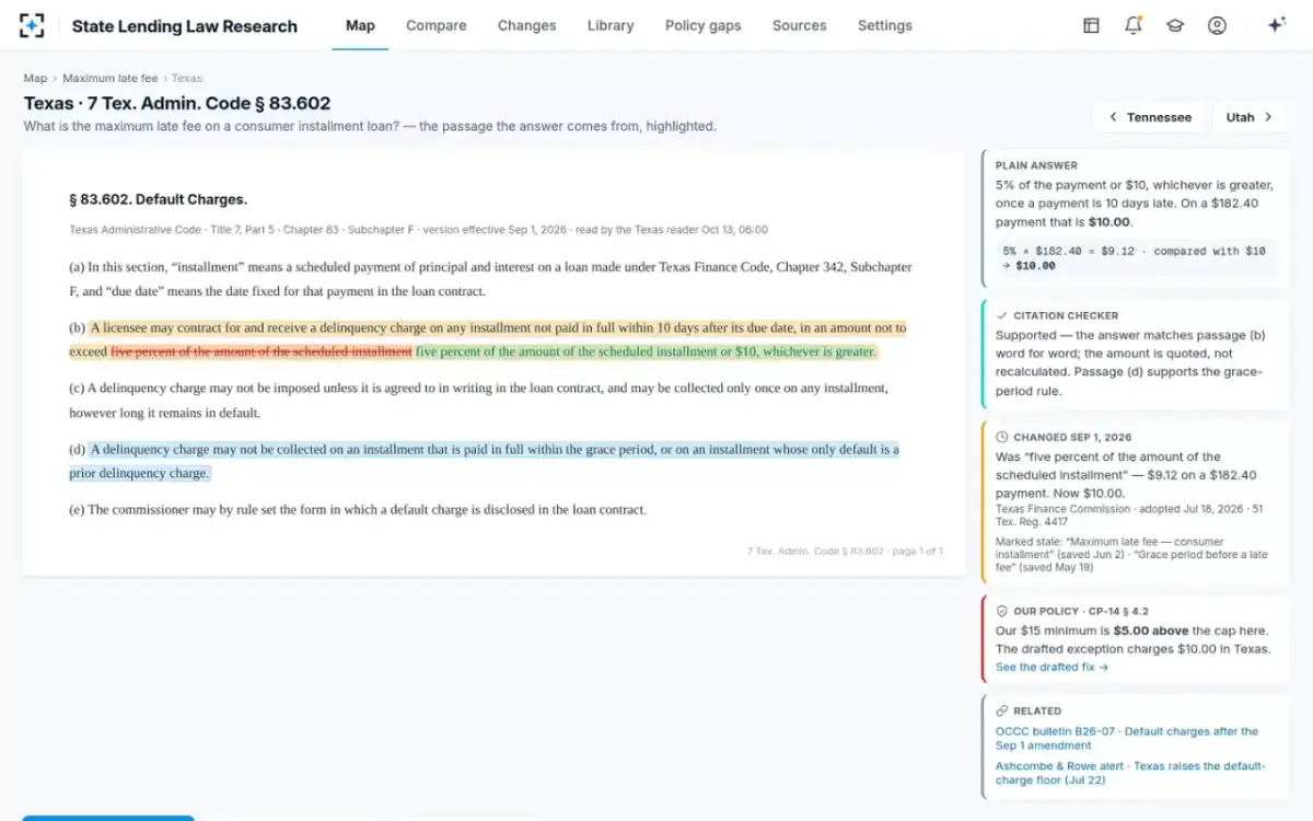 State Lending Law Research — The cited section