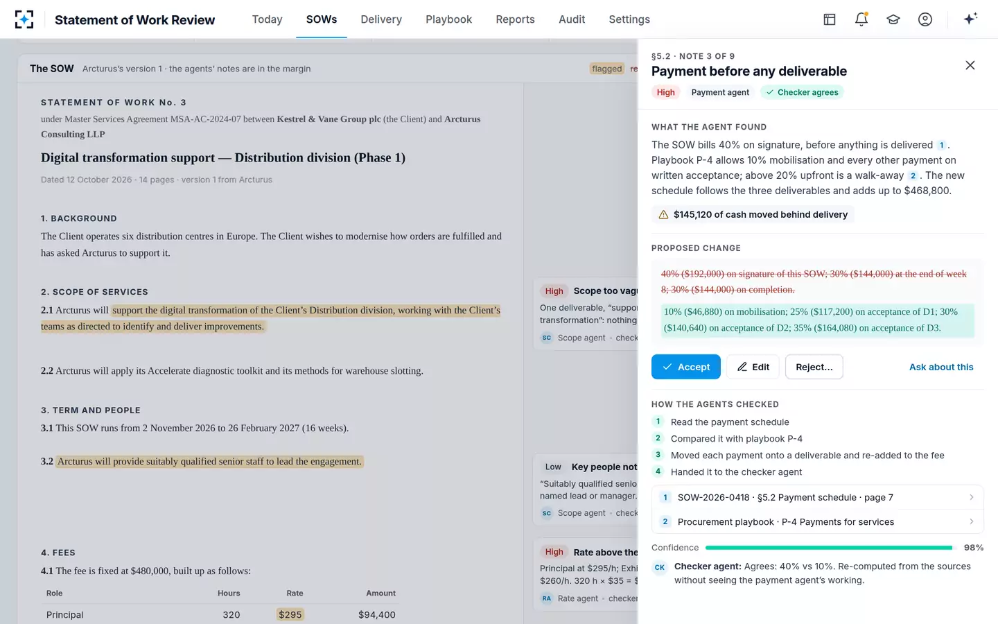 Statement of Work Review — How the agents checked