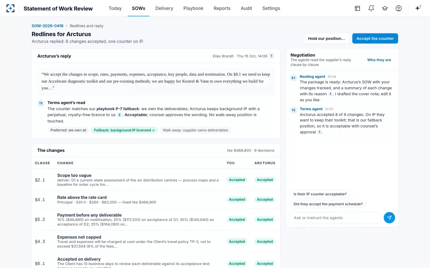 Statement of Work Review — The supplier's reply