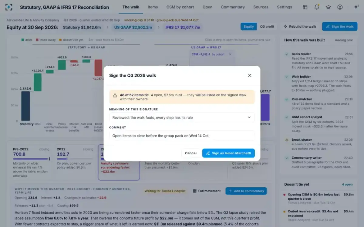 Statutory, GAAP & IFRS 17 Reconciliation — Signing the walk