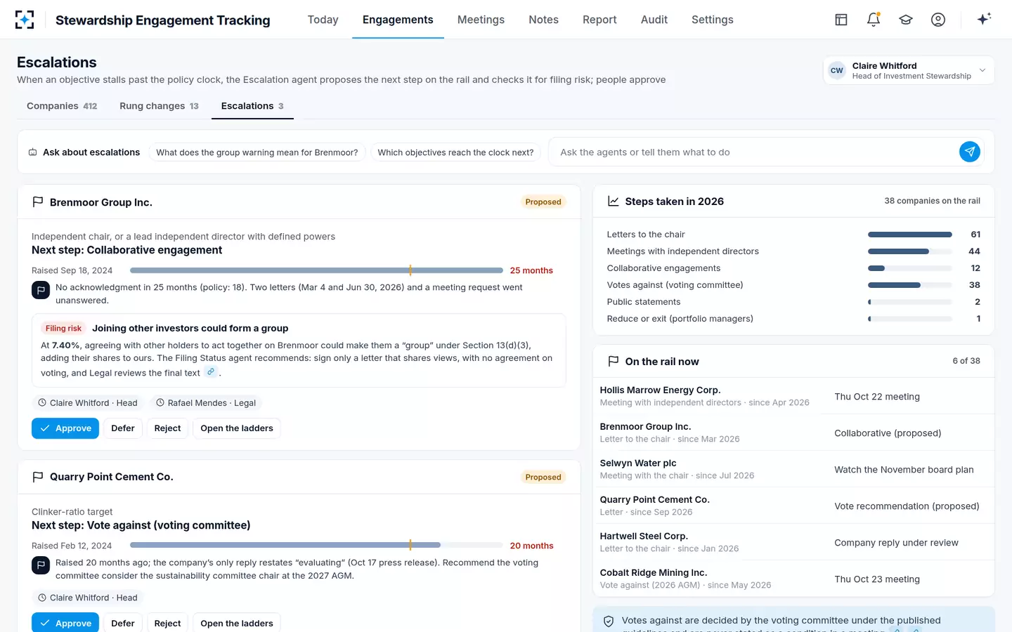 Stewardship Engagement Tracking — Engagement escalation