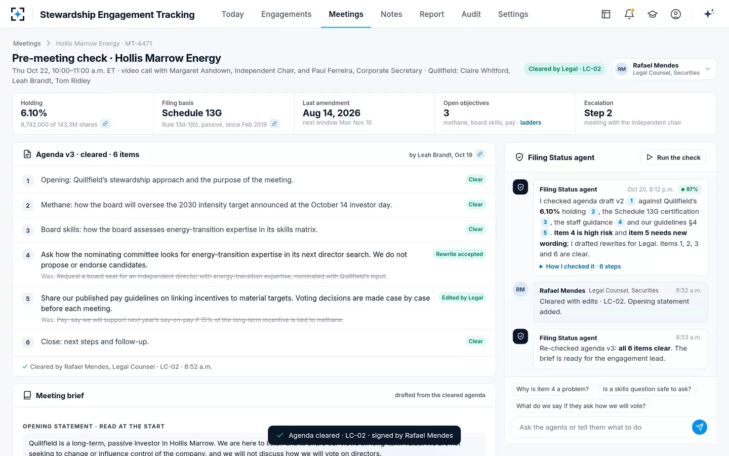 Stewardship Engagement Tracking — Cleared by Legal