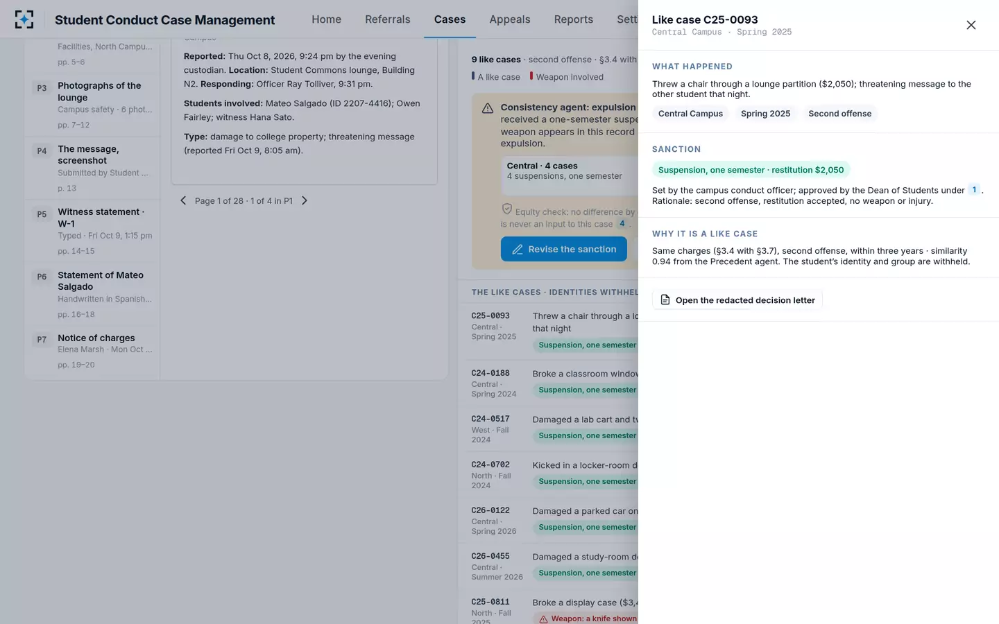 Student Conduct Case Management — One like case, opened