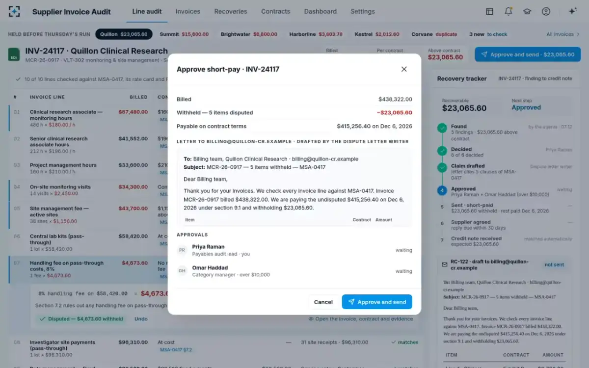 Supplier Invoice Audit — Approve the short-pay