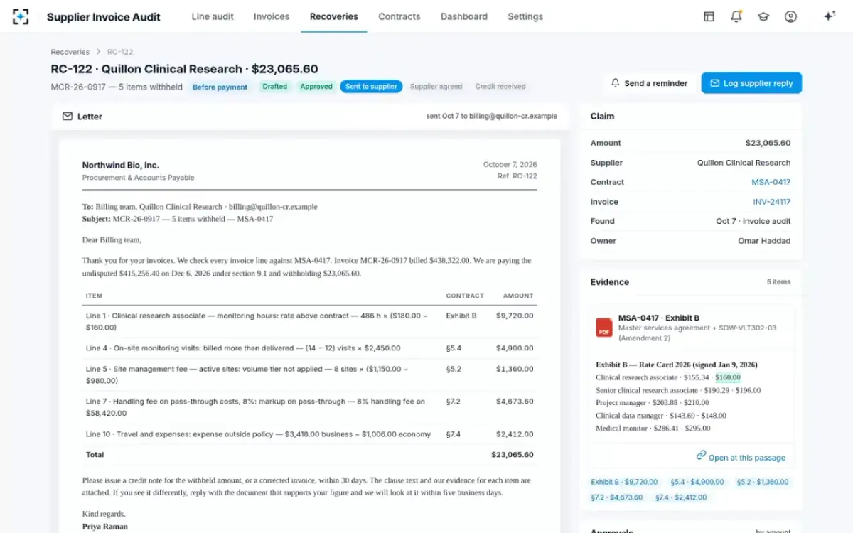 Supplier Invoice Audit — The claim letter
