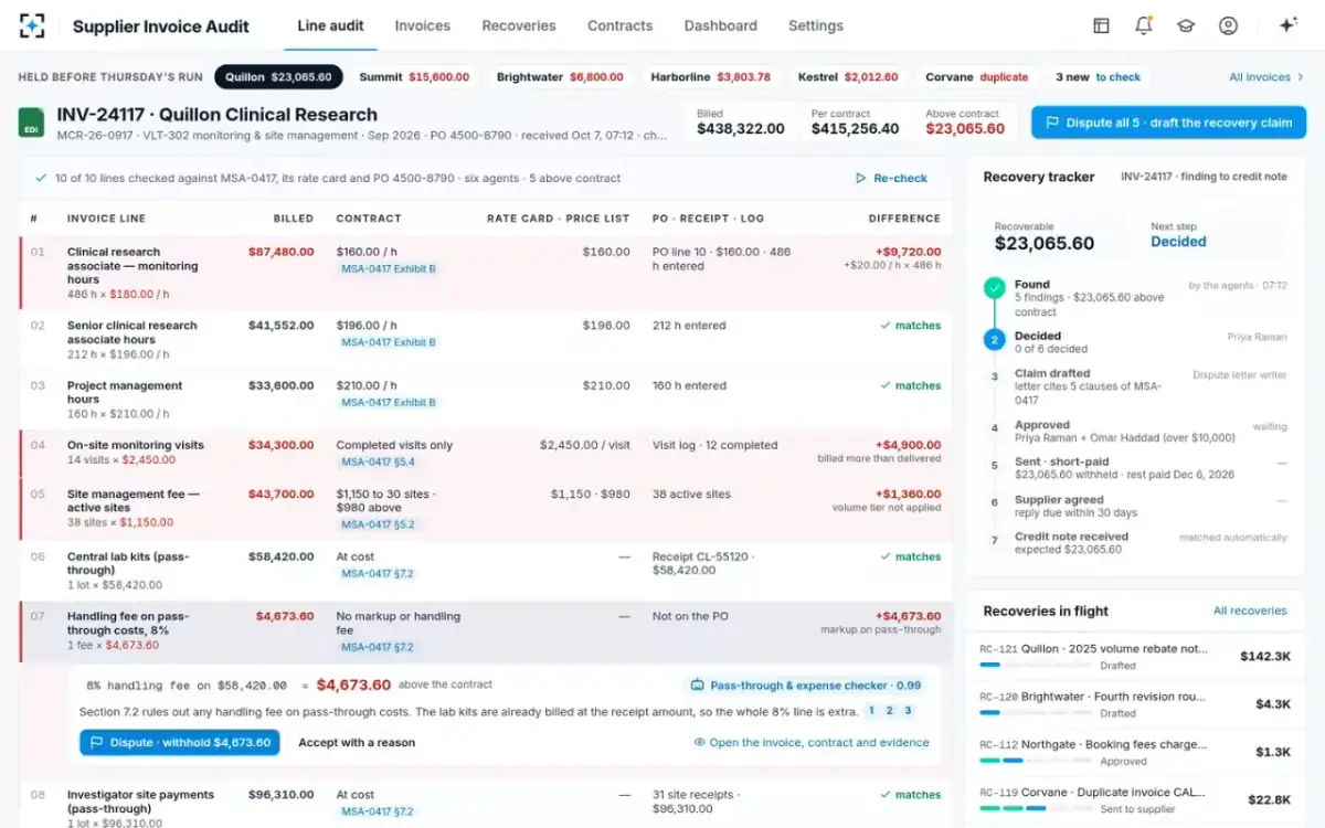 Supplier Invoice Audit — One line, its reasoning
