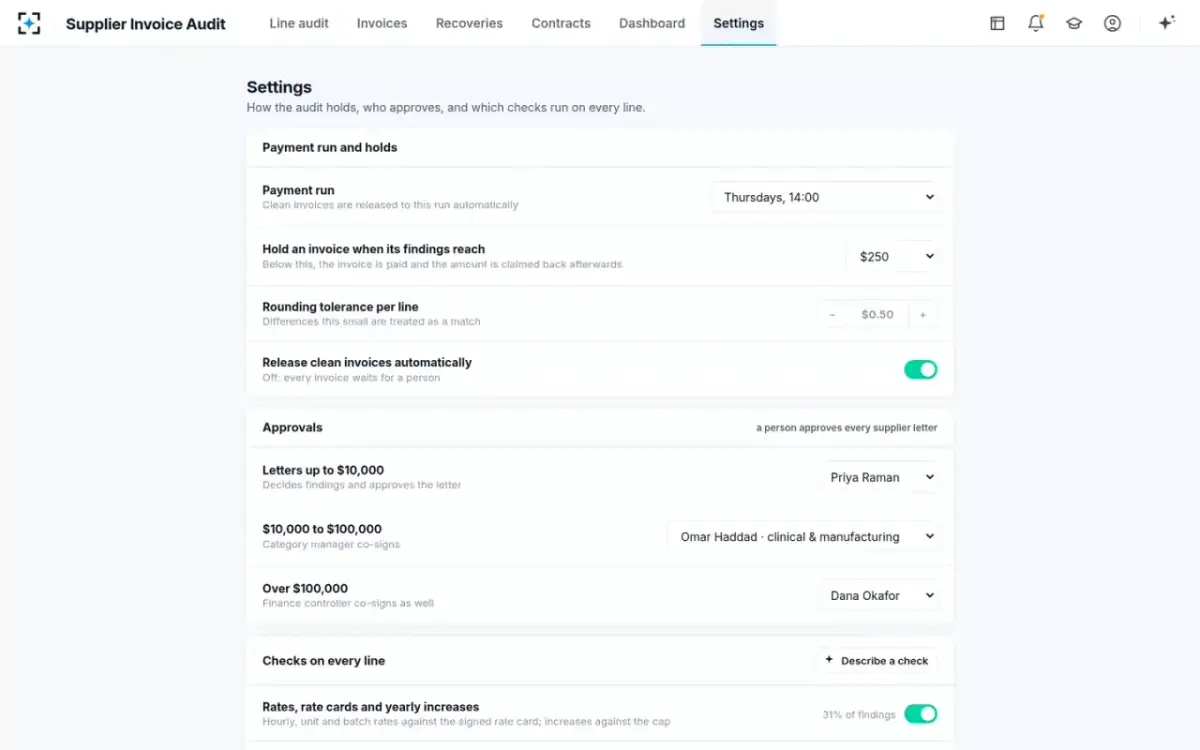 Supplier Invoice Audit — Your rules