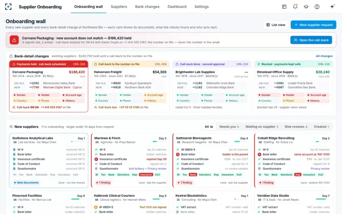 Supplier Onboarding — A bank change caught