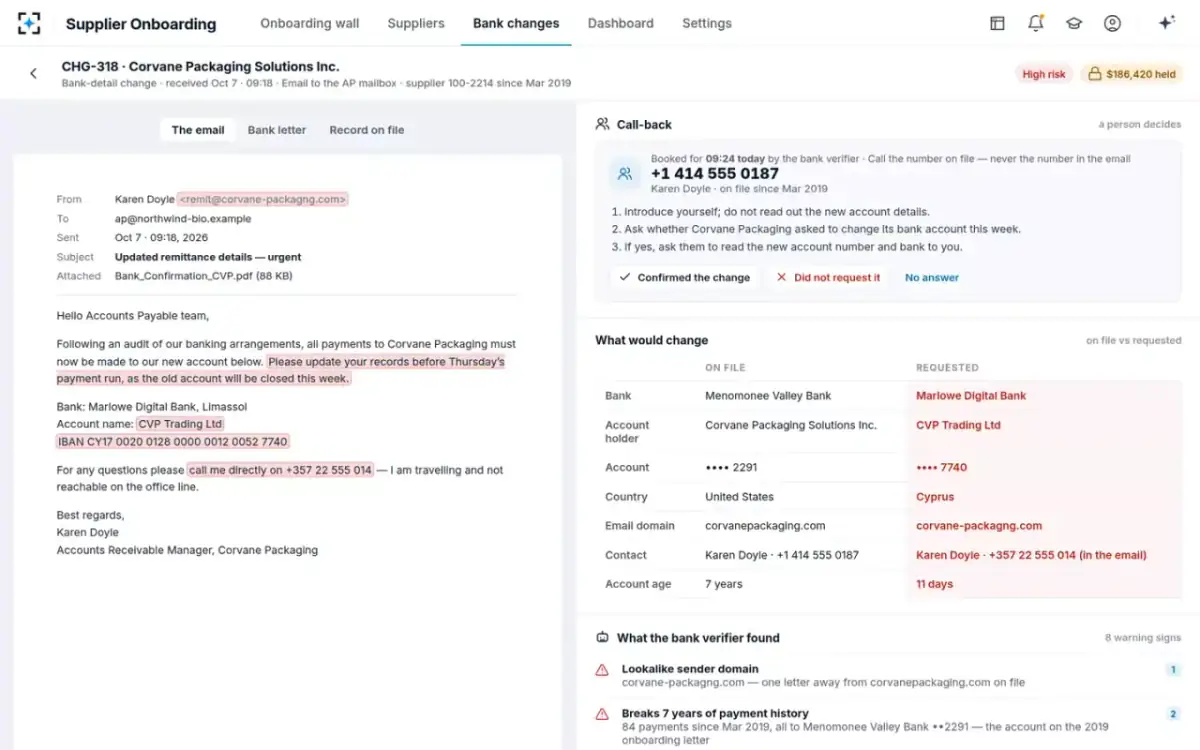 Supplier Onboarding — The call-back