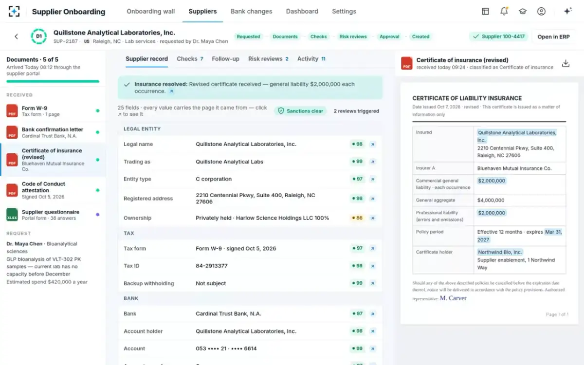 Supplier Onboarding — The supplier record