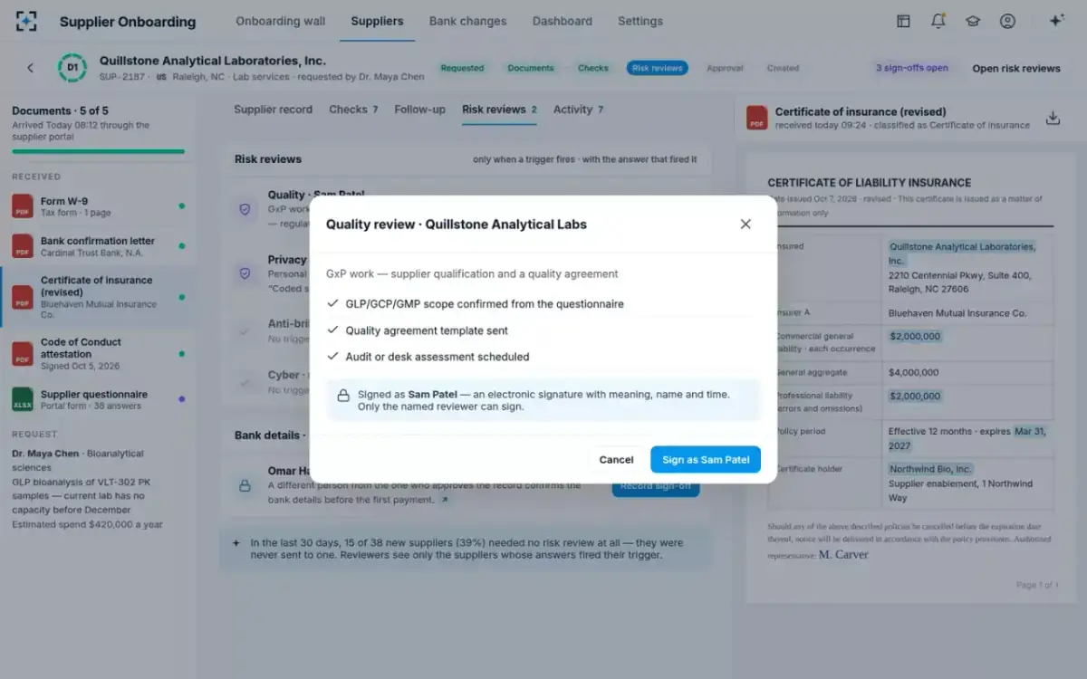 Supplier Onboarding — A review signed