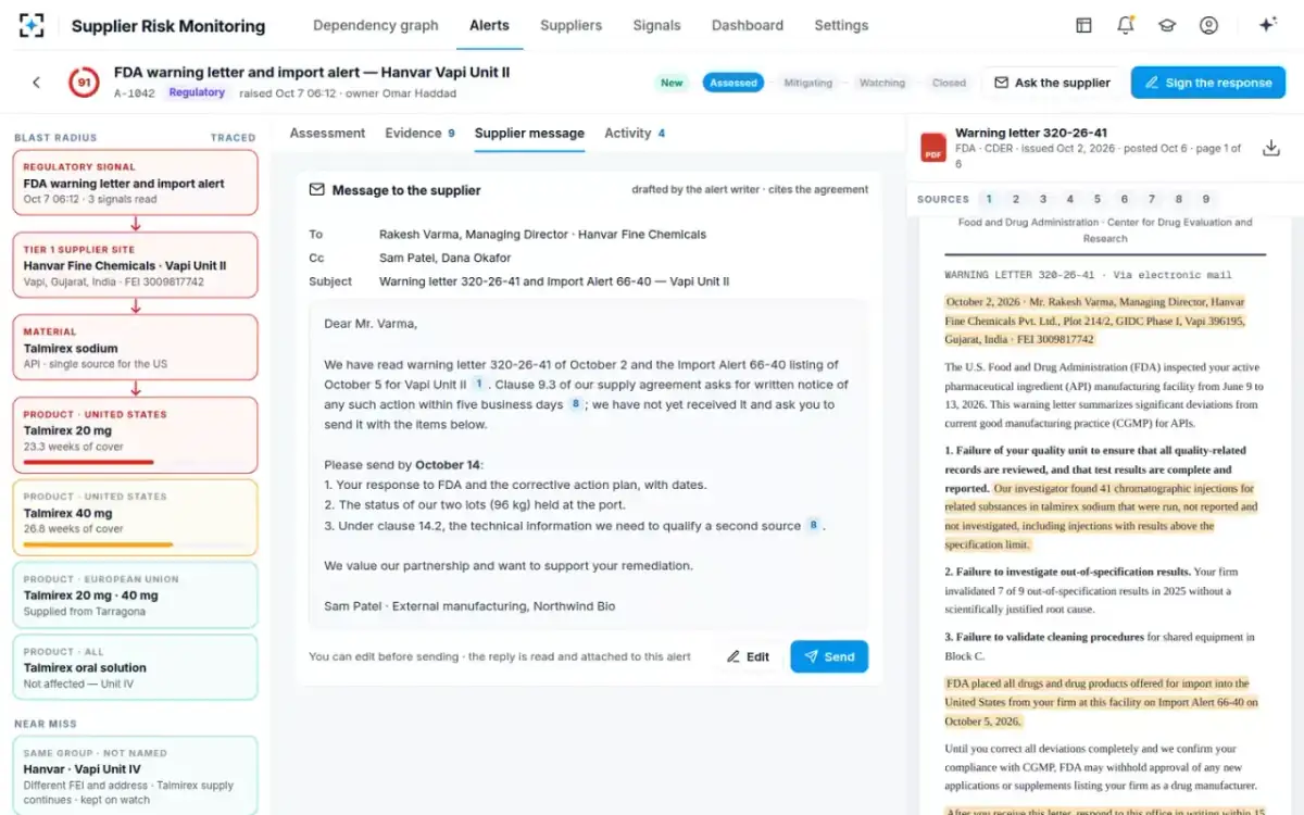 Supplier Risk Monitoring — The supplier letter