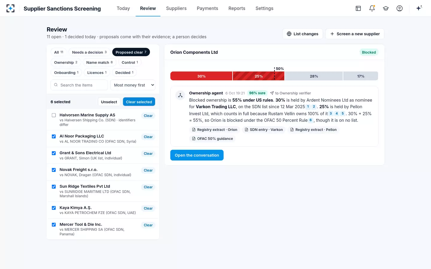 Supplier Sanctions Screening — Review