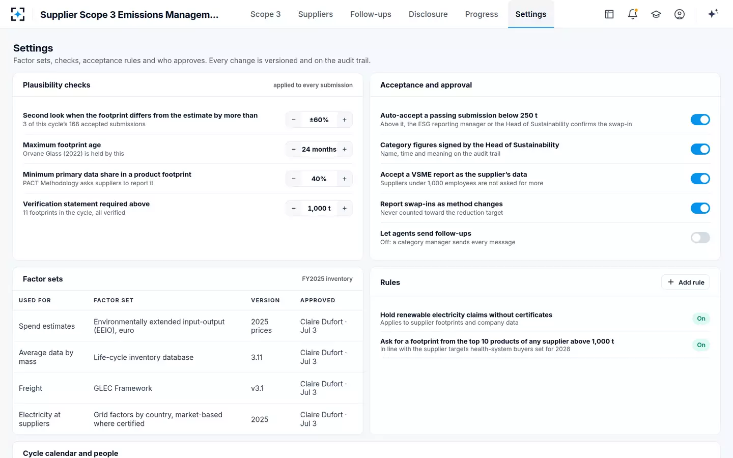 Supplier Scope 3 Emissions Management — Your rules