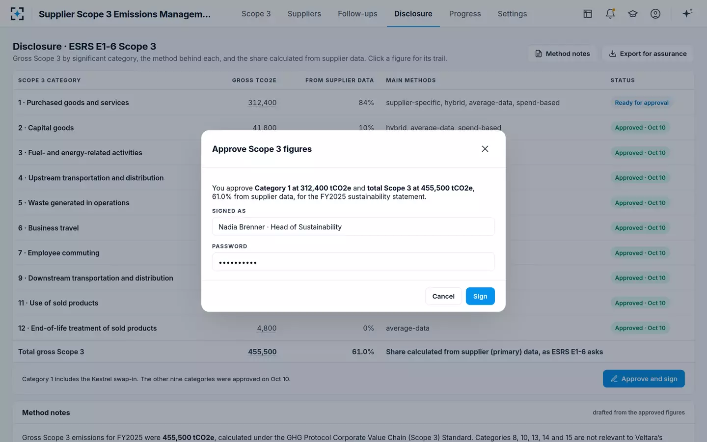 Supplier Scope 3 Emissions Management — Approve and sign