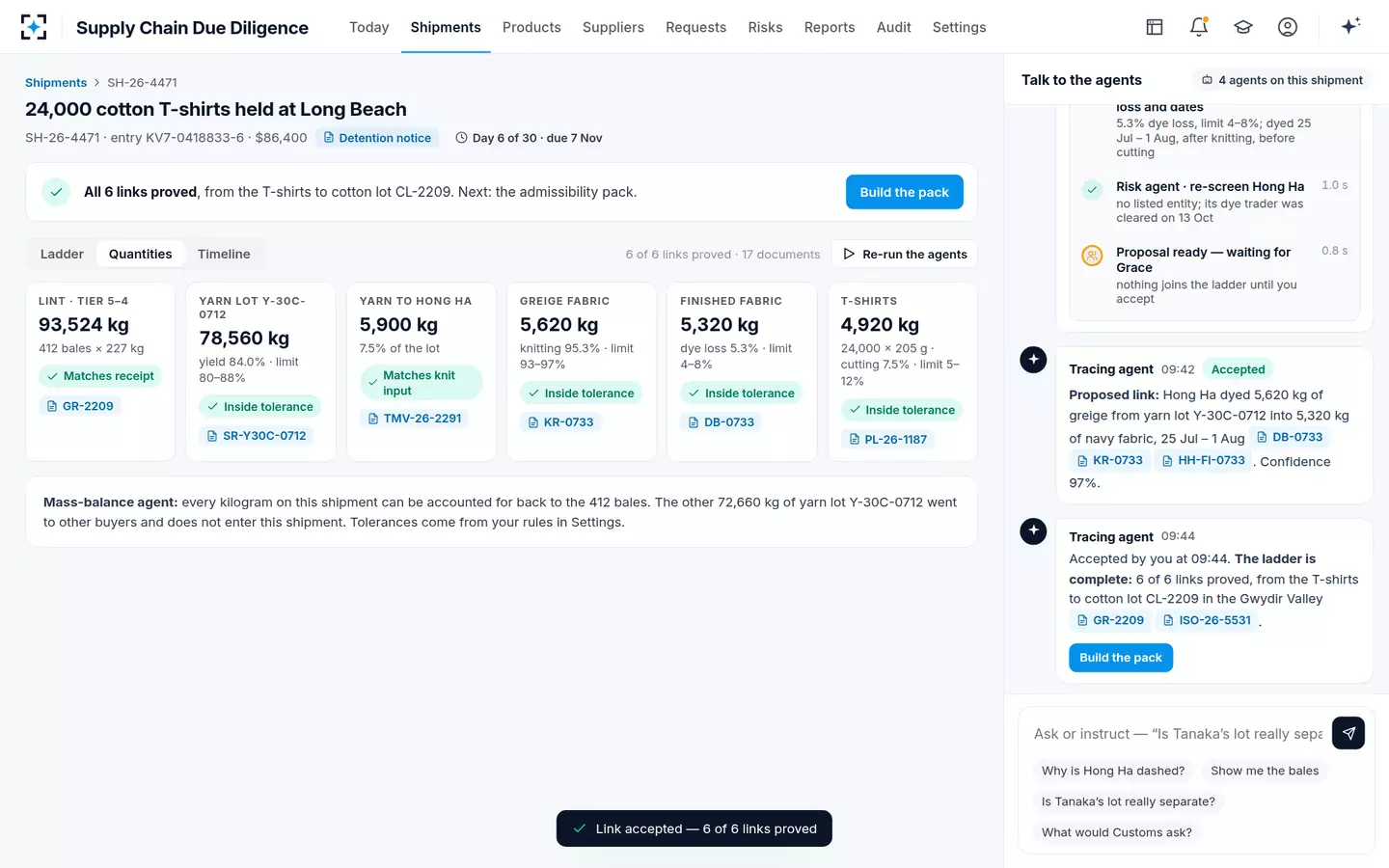 Supply Chain Due Diligence — Quantities across tiers