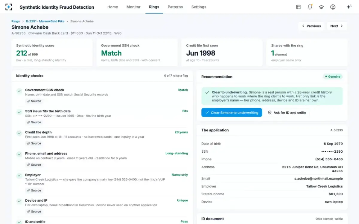 Synthetic Identity Fraud Detection — A genuine applicant