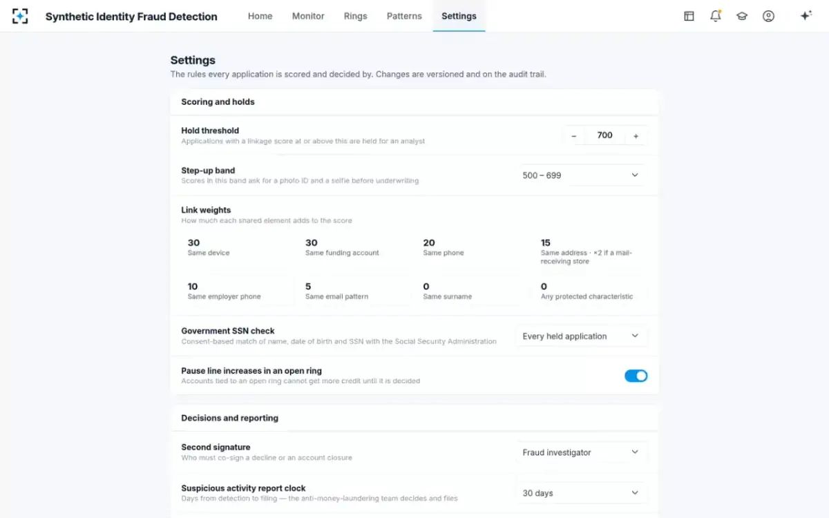 Synthetic Identity Fraud Detection — Your fraud policy