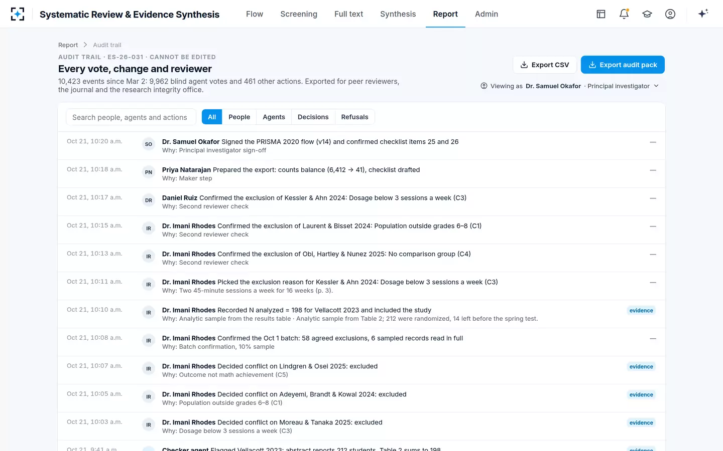 Systematic Review & Evidence Synthesis — Every vote, change and reviewer on one audit trail